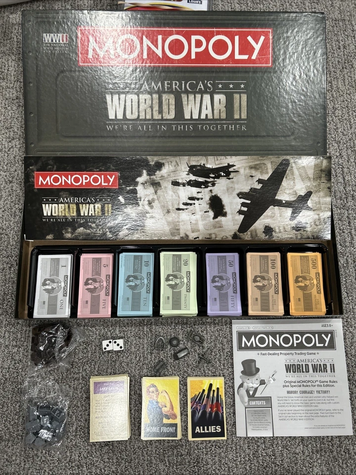 Piezas de repuesto completas Monopoly America's World War II sin tablero de juego Foto 2 de 4