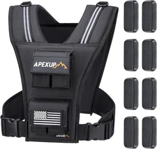 APEXUP Adjustable Weighted Vest Men 20lbs/30lbs/40lbs Weights 20lbs, Black 
