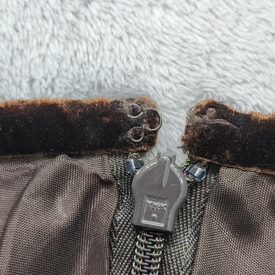 J.Jill Skirt Womens 2P PETITE Brown Velvet Trim Striped Wool Alpaca Blend A-Line - Image 2 of 4