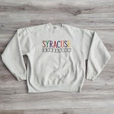 VTG 90s Syracuse University Crewneck Sweatshirt Size XL Color Embroidered USA
