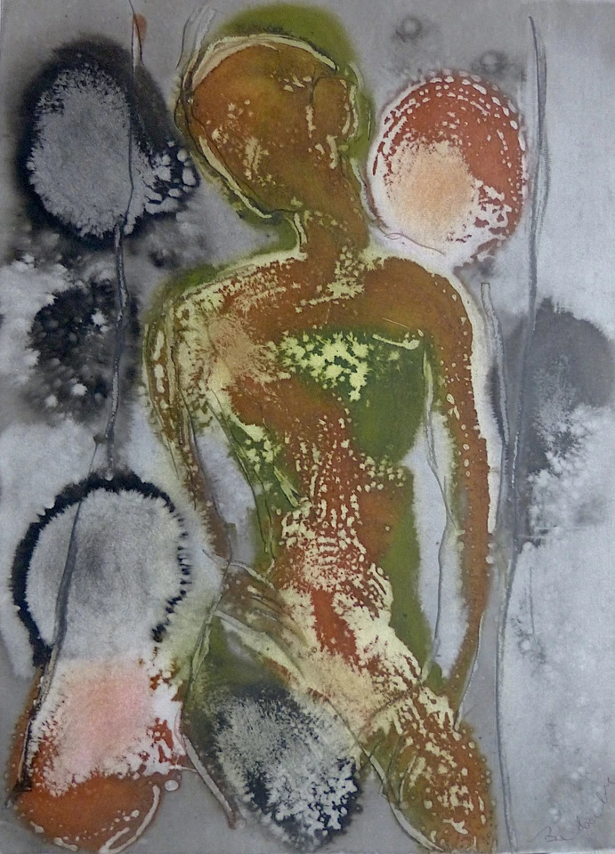 FREIER KÖRPER original-Kunst grosse Zeichnung abstrakt Malerei Aquarell BELAUBRE - Bild 1 von 1