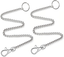 2Pcs Chain Belt Set, Wallet Chain, Pants Chain, Pocket Chain with Keyring for Pa