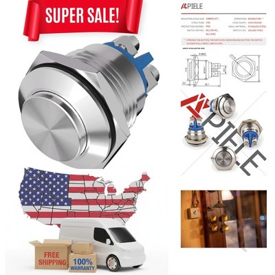 16mm Momentary Push Button Switch High Round Cap Waterproof Stainless Steel H...