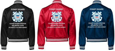USCG*COAST GUARD STATION ATLANTIC CITY-NJ *SATIN JACKET *USCG OFFICIAL LICENSE