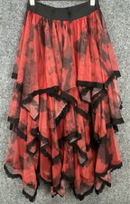 Dayichuan Goth Maxi Skirt Red/Black Layered Mesh Tulle Whimsigoth Fairy Grunge M