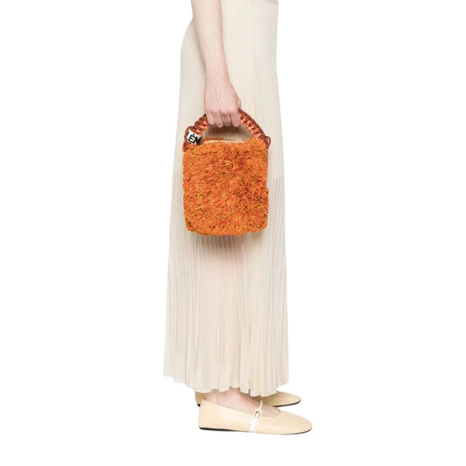 Bolso Cubo Alémais Lalo Naranja Flecos Macramé - Nuevo con Etiquetas Foto 4 de 4