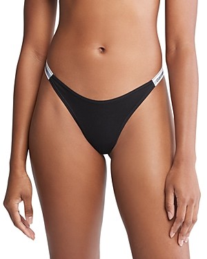Calvin Klein BLACK Modern Logo Dipped String Thong, US Large