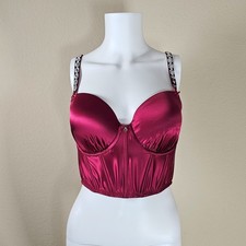 Victoria's Secret DREAM ANGELS Satin Corset Top with Bejeweled Straps, Size 36D