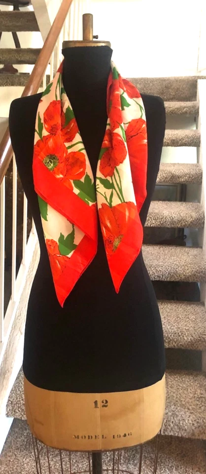 Vintage Liz Sinclair Floral Scarf Polyester Made in Italy 30" square - Image 3 of 4