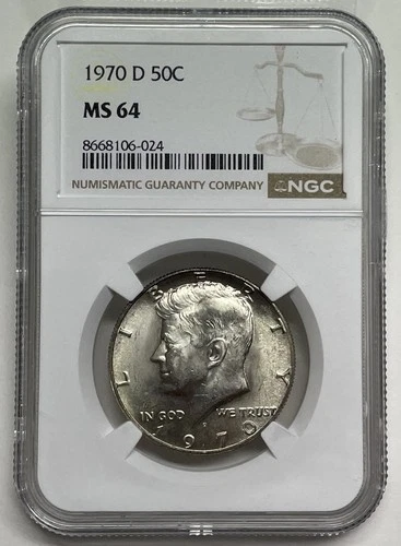 1970 D Kennedy Half Dollar 50c NGC MS64  Mint State US Coin 40% Silver