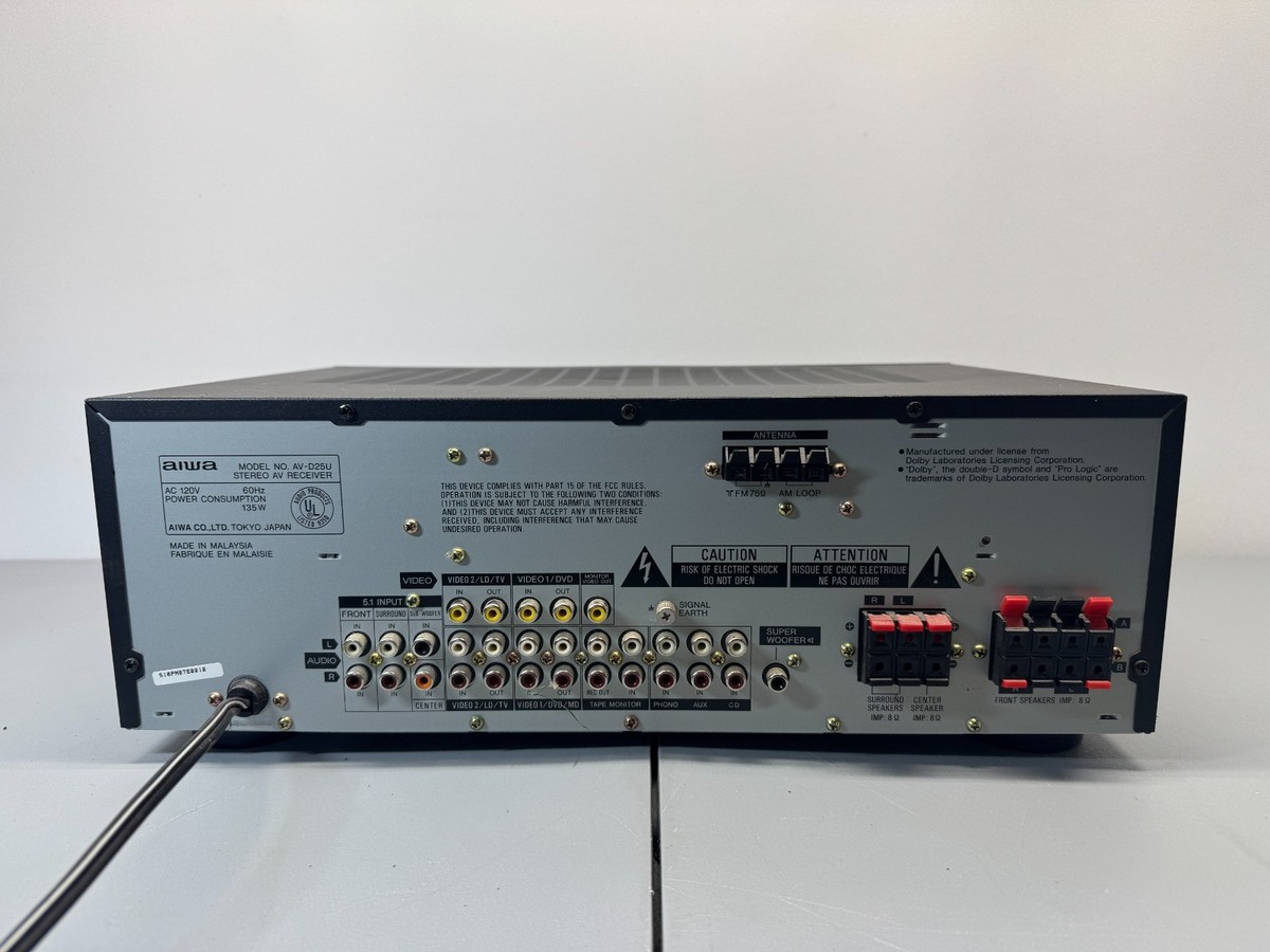 Aiwa AV-D25U Receiver HiFi Stereo Vintage Home Audio 5.1 Channel