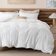 Bedsure Comforter Cover Queen Size, Breathable Mellow Queen 90"x90" White