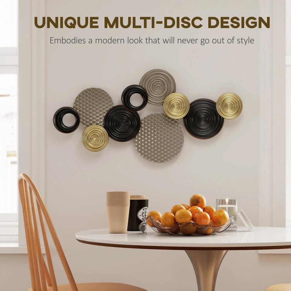 Large Metal Wall Art, Modern Wall Sculpture with Unique Multi-Disc Design - Image 3 of 4