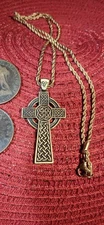 Beautiful Irish Celtic Cross With Two 1897 English Pennies