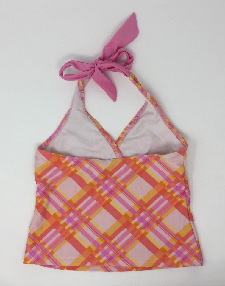 Justice девочек оранжевый розовый желтый клетку танкини купальник комплект размер 7 - Изображение 3 из 4