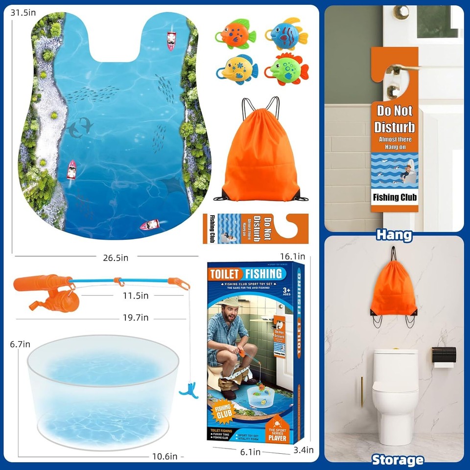 Toilet Fishing Funny Gifts for Men White Elephant Potty Fisher to