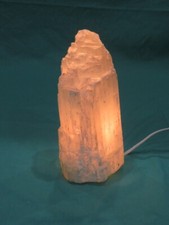 9" Selenite Table Lamp White Crystal Tower Healing Mood Light Strengthens Memory