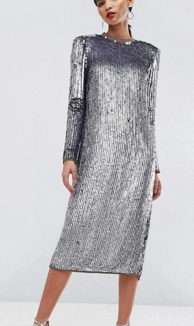 Sequin shoulder pad dress cheap
