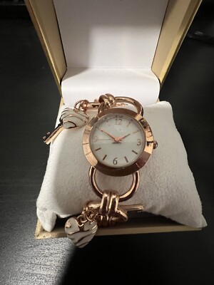 New Charter Club Rose Gold Charm Watch with Key & Heart ? beautiful Charter Club Rose Gold Analog Watch - Etsy main image 3