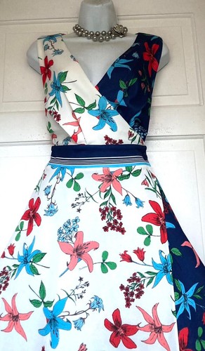 KALEIDOSCOPE CONTRASTING FLORAL PRINT JERSEY REAL WRAP DRESS SIZE 16 - Picture 5 of 6