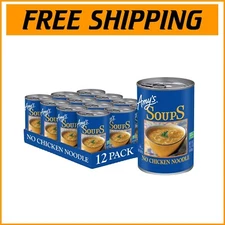 Quick Heat Amy's Vegan No Chicken Noodle Soup, 12 X 14.1 Oz Cans for Easy Meals