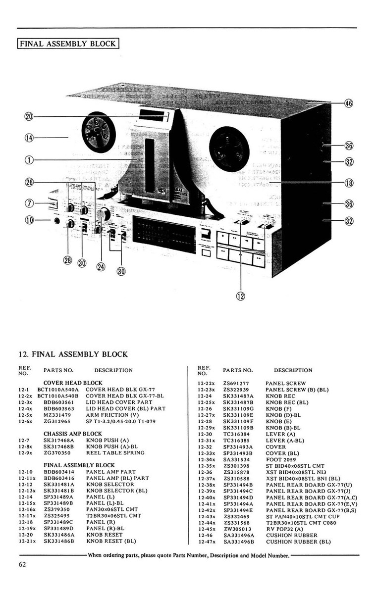 77 Reel to Reel Tape Recorder SERVICE MANUAL Akai GX-77 GX77 | eBay