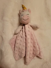 BORITAR Textured BABY BLANKET PINK PLUSH UNICORN SECURITY LOVEY 13" × 14" 