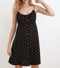 MADEWELL Mini Dress Women 2 Tie-Back Sleeveless NEW Black Floral NE753