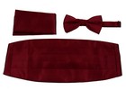 Men's Solid Burgundy 3 Piece Cummerbund Bow Tie Hanky Set Formals Proms Weddings
