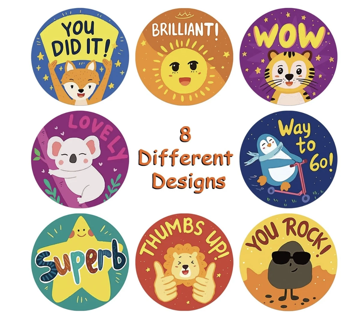Positive Reward Teacher Merit Stickers 2.5cm 50/100pc Classroom Award Kids Party