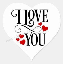 I LOVE YOU ENVELOPE SEALS LABELS STICKERS PARTY FAVORS - Heart Shaped