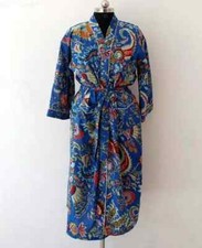 Printed Indian Nightwear Gown Maxi Dress Women s Cotton Robe Kimono Hand Blocks