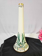 RARE Mold 1725 belleek enameled/handpainted leaf floral vase gold gilt 10"-B10
