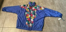 Vintage Lady Lavon Blue Floral Zip-up Windbreaker Jacket Women's 3xl Xxxl New