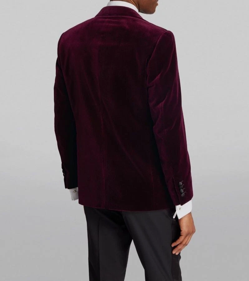 Canali L132408 Mens Dark Red Regular Fit Velvet Dinner Suit Jacket Size 48 7 R - Image 3 of 3