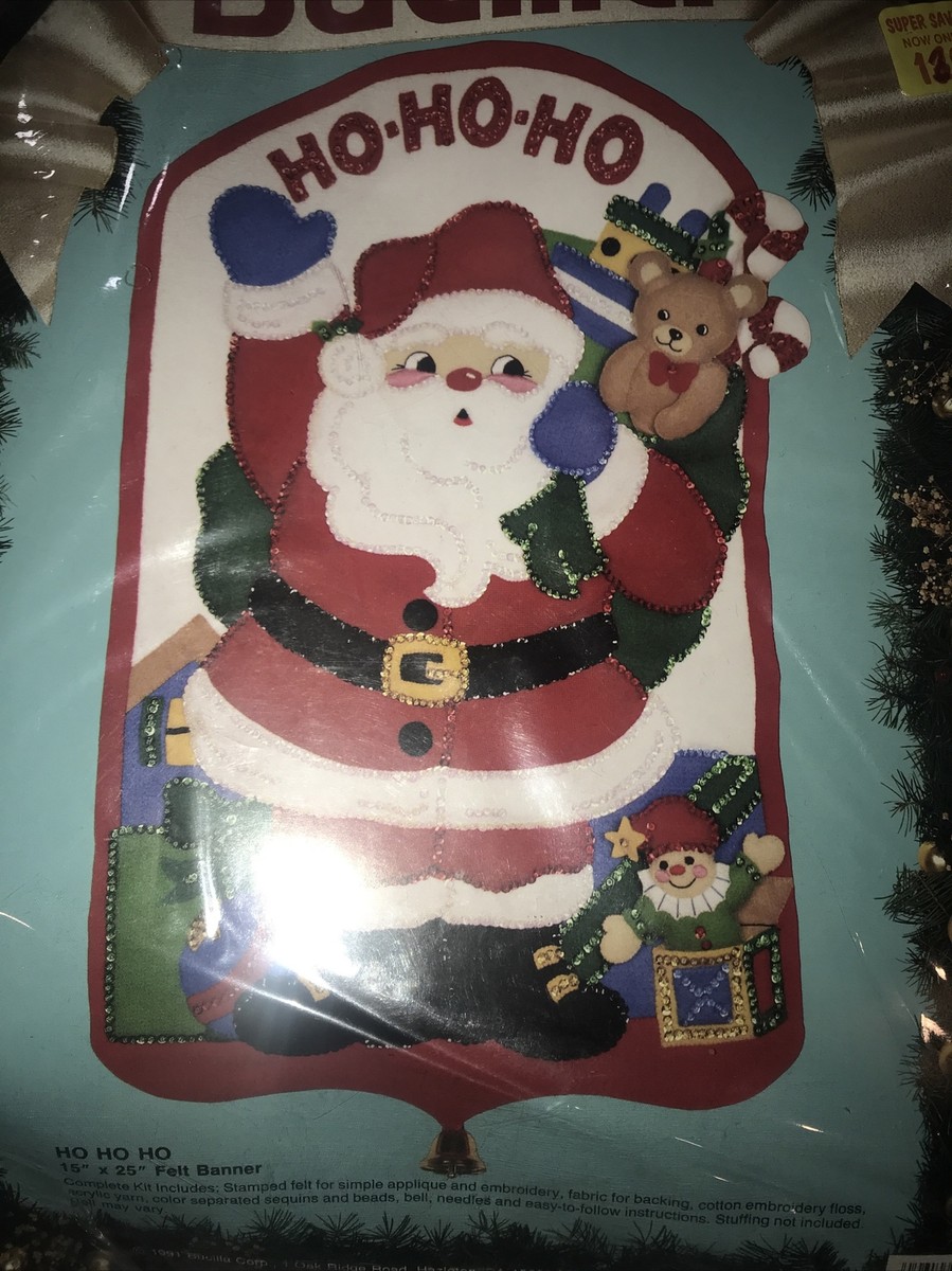 82963 BUCILLA HO HO HO SANTA TOYS FELT BANNER KIT - 15” X 25 82963 BUCILLA HO HO HO SANTA TOYS FELT BANNER KIT - 15” X 25