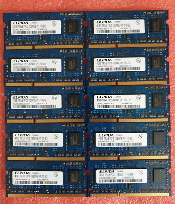ELPIDA Job Lot 10x4GB DDR3 PC3-12800S 1600 MHz SODIMM Laptop RAM Speicher 204pin