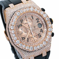 Audemars Piguet 42MM Royal Oak Offshore Rose Gold Leather Iced Out - 25940OK 4