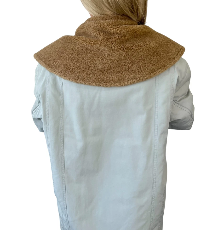 Chaqueta deportiva Chanel vintage 01A logotipo CC #36 azul marrón algodón piel cremallera Foto 4 de 4