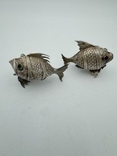 Antique Sterling Silver Spain Figural Salt & Pepper Shakers - 41g AS IS