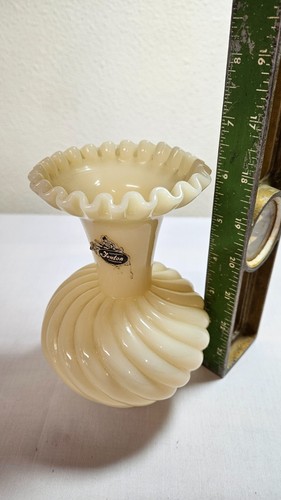 Vintage Fenton Kunstglas glänzend Pudding Pastell Vase - Bild 4 von 6