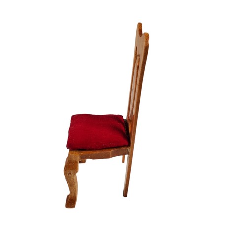 Dollhouse Furniture Victorian Wood Red Velvet Chair - 1:12 - Picture 3 of 6