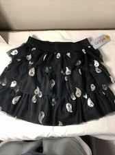Cat  Jack Girls HALLOWEEN SKIRT S 6/6X NEW Tulle METALLIC SILVER GHOSTS