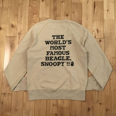 BAPE × snoopy long sleeve sweat shirt Beige Peanuts A Bathing Ape 