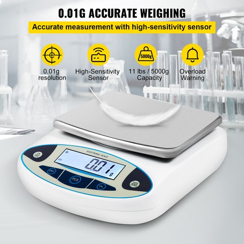 VEVOR Lab Analytical Balance 5000gx0.01g Digital Precision Scale High Precision - Picture 3 of 12