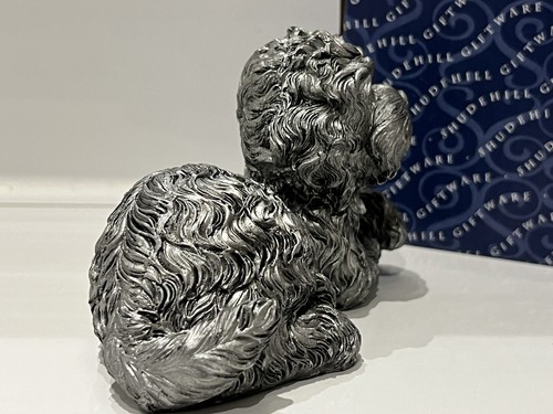 Large Cockapoo Dog Ornament Figure Silver Lying Gift - Picture 3 of 13