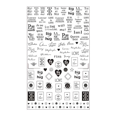 Schrift Nagelsticker IT IS WHAT IT IS. (F546) schwarz weiß, selbstklebend, Nails