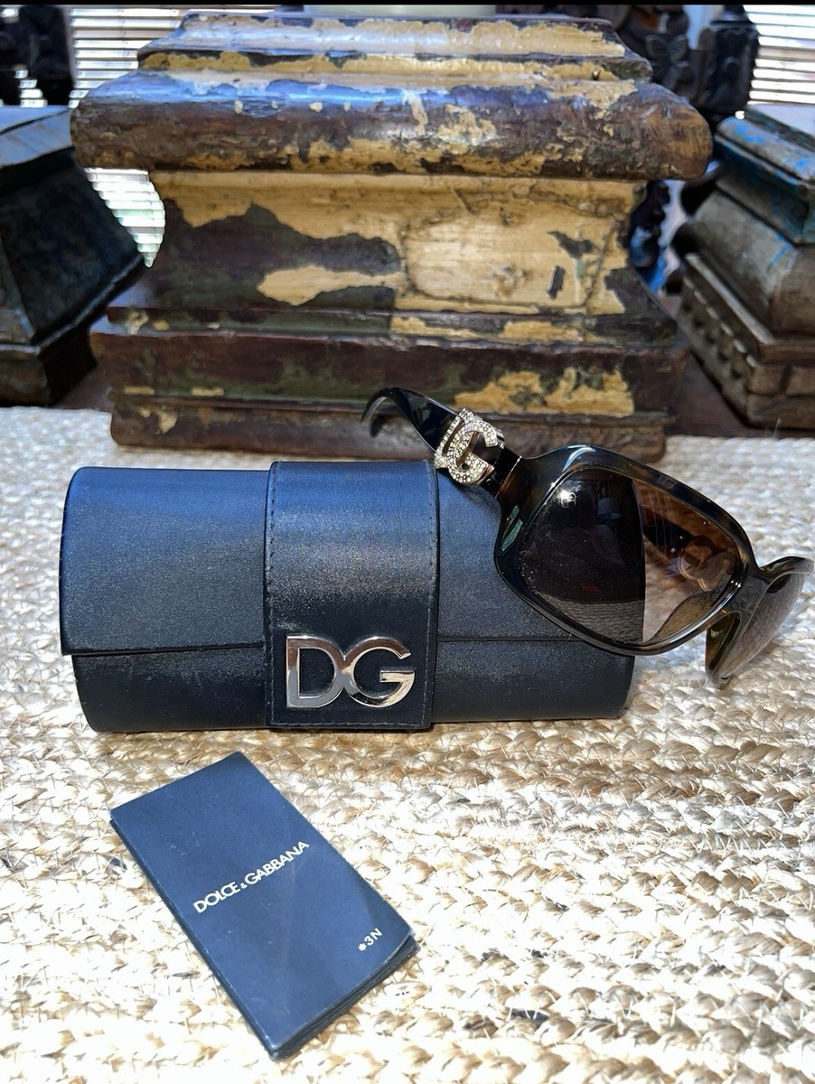 Vintage Dolce & Gabbana Brown Tortoise DG Logo Rhinestone