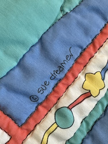 Vintage Sue Dreamer I See The Moon God Bless Me Baby Crib Blanket Quilt - Picture 6 of 8