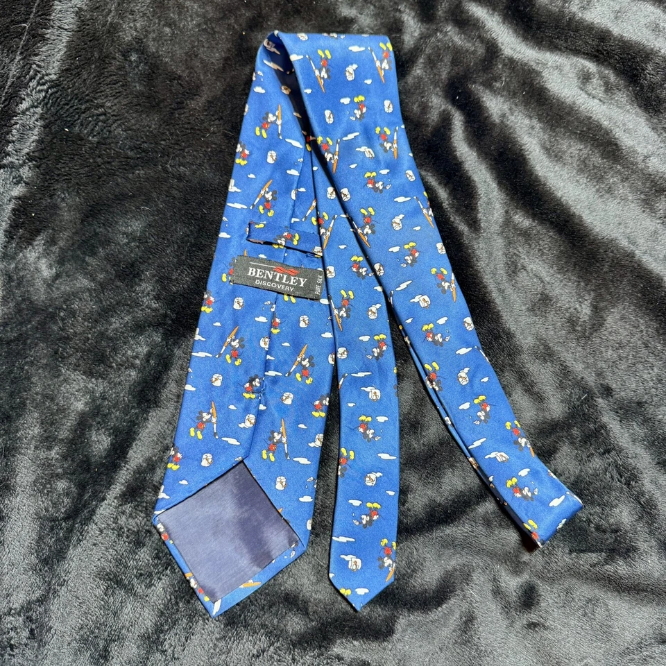 Corbata Mickey Mouse X Bentley Florence Vintage RARA 100% Seda Patrón Disneyana Foto 2 de 3